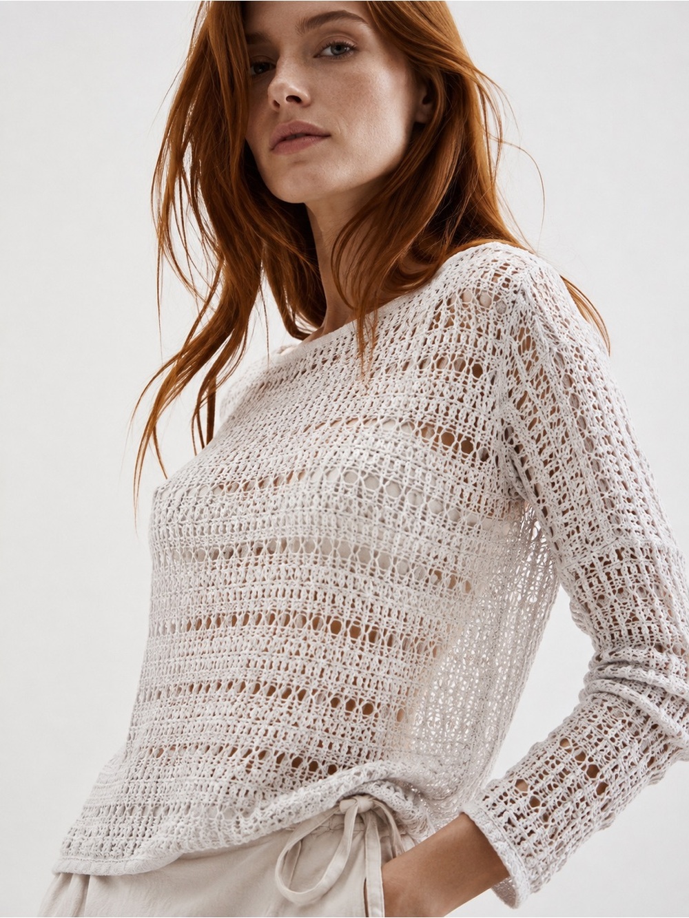 Victoria’s Secret Crochet Open Knit Cashmere Blend Sweater Top Ivory M